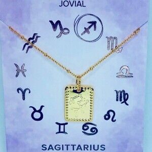 NEW 14K Goldplated Zodiac Tag Necklace Sagittarius NWT by Sterling Forever